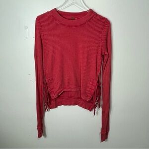 Free People FP One Boho waffle knit pullover top size small 1640